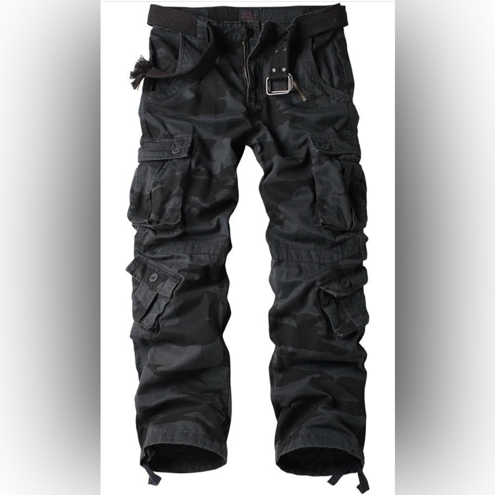Men’s Black Camo Cargo Size 40-Fleece-Lined, 8 Pockets, Stylish Utility Fit